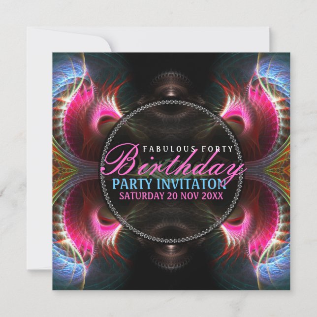 Invitation Imaginaire Wings Fabulous 40 Event Party Invitatio (Devant)