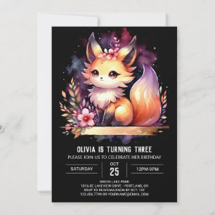 Invitation Imaginaire Woodland Fox Anniversaire numérique