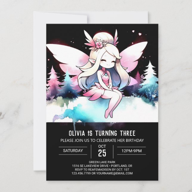 Invitation Imaginaire Woods Fairy Anniversaire (Devant)