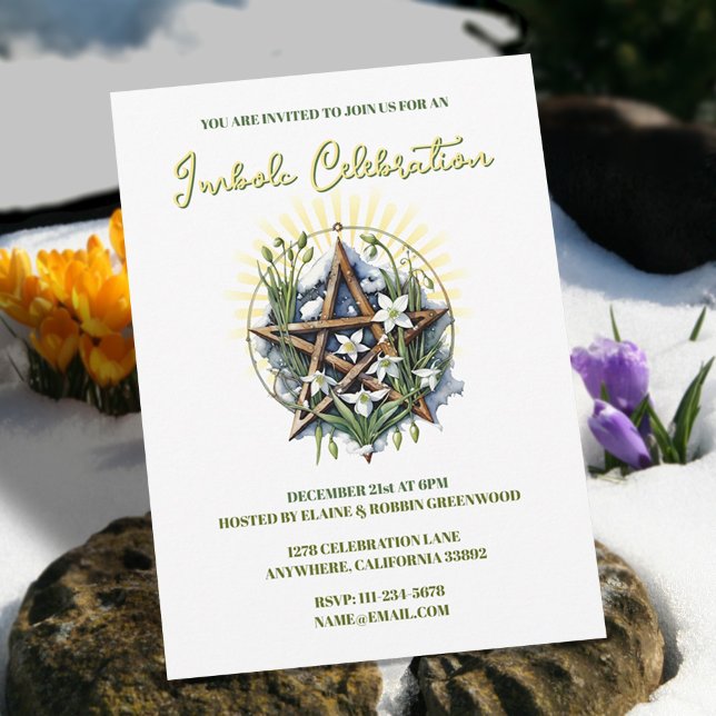 Invitation Imbolc Chandlemas Sunshine & Snowdrops Pagan (Imbolc Candlemas Sunshine & Snowdrops Pagan Holiday Invitation)