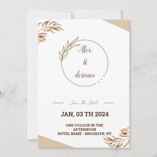 Invitation Imitation dorée (Devant)