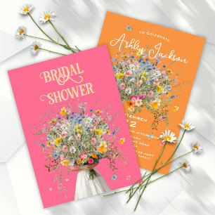 Invitation Immense Bouquet Bride Rose Orange Fête des mariées
