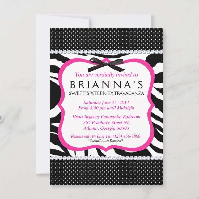Invitation impertinent de sweet sixteen (Devant)