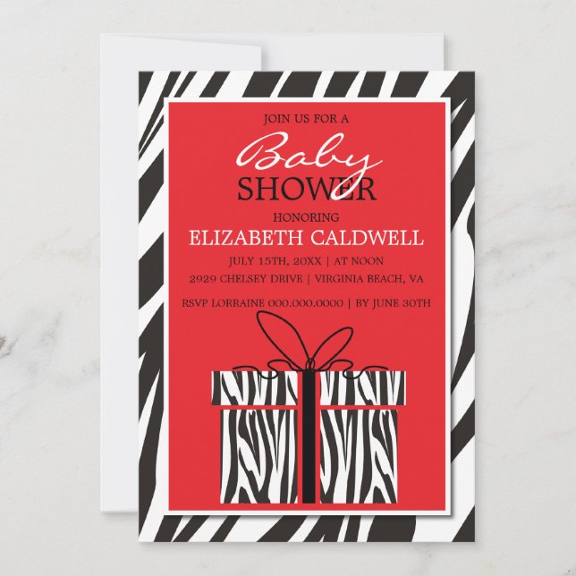 Invitation impertinente de baby shower de zèbre (Devant)