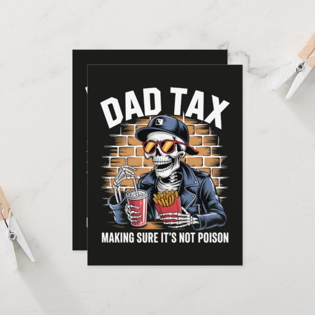 Invitation Impôt Papa S'assurant que ce n'est pas un squelett (Devant/Arrière en situation)