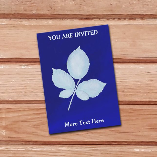 Invitation Impression Cyanotype Feuilles de Ronce (Créateur téléchargé)