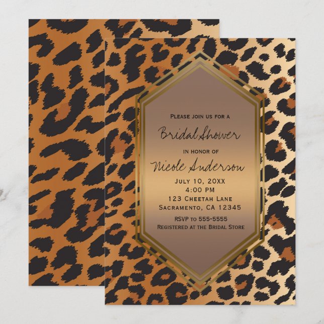 Invitation Impression d'animal sauvage exotique léopard guépa (Devant / Derrière)