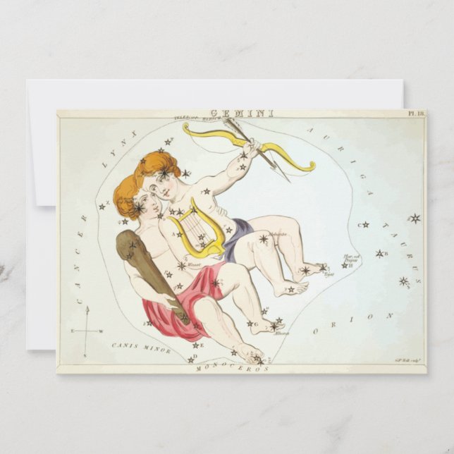 Invitation Impression d'antiquité Gemini Constellation Mirror (Devant)