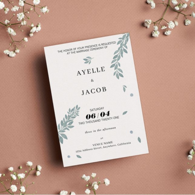 Invitation Impression d'aquarelle minimaliste Foliage personn (Créateur téléchargé)