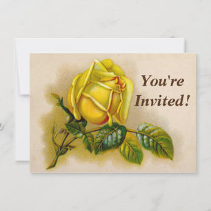 Invitation Impression d'art antique fine de rose jaune