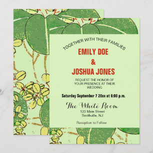 Invitation Impression de bloc de bois de feuille verte botani