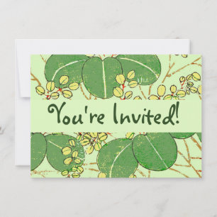 Invitation Impression de bloc de bois de feuille verte botani