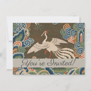 Invitation Impression de broderie en soie blanche antique chi