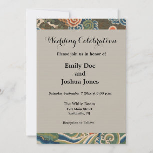 Invitation Impression de broderie en soie blanche antique chi
