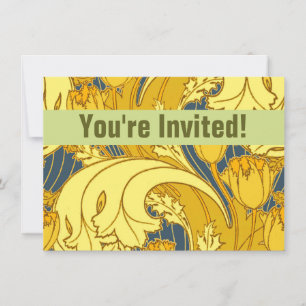 Invitation Impression de motif de tulipe : Art nouveau bleu j