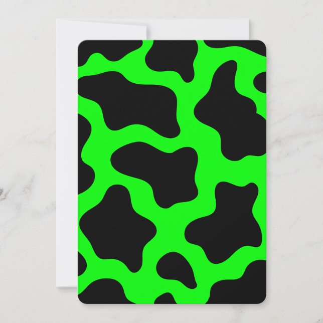 Invitation impression de vache vert acide Halloween (Devant)