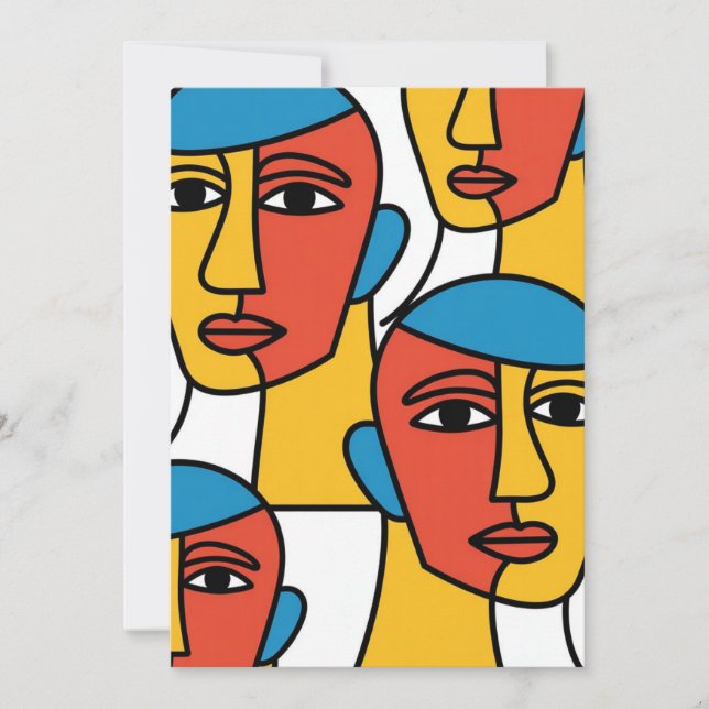 Invitation Impression de visages abstraits, art géométrique v (Devant)
