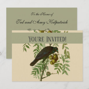 Invitation Impression d'oiseau Grackle violet d'Audubon Botan