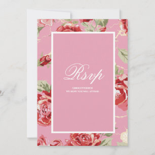 Invitation Impression florale rose rouge enregistrer la date