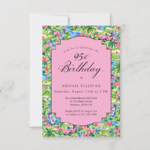 Invitation Impression golf préppy rose vert pour 95e annivers