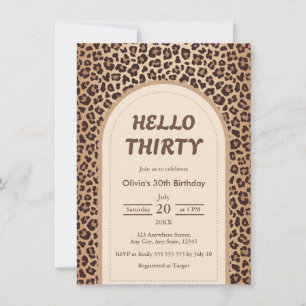 Invitation Impression léopard moderne Bonjour Trente 30e Anni