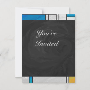 Invitation Impression Mondrial jaune rose