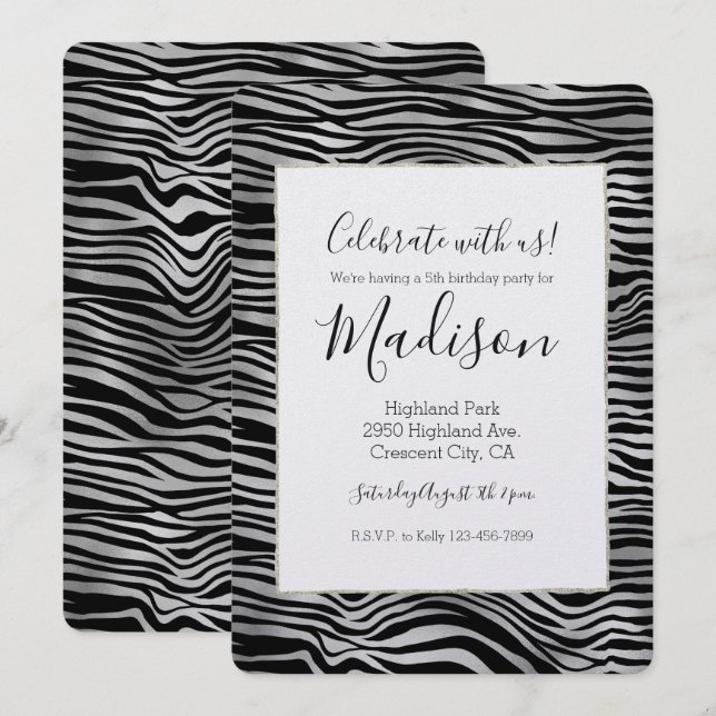 Invitation Impression noire en argent (Devant / Derrière)