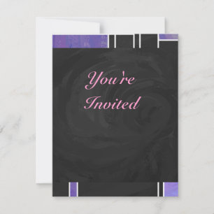 Invitation Impression noire violet mondriaque