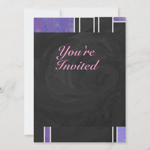 Invitation Impression noire violet mondriaque