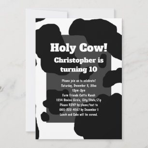 Invitation Impression vache amusante personnalisée Holy Cow a