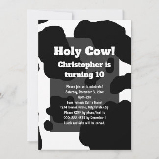 Invitation Impression vache amusante personnalisée Holy Cow a