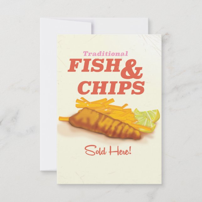 Invitation Impression vintage de fish and Chips traditionnels (Devant)