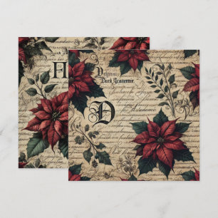 Invitation Imprimable Dark Academia Poinsettia Parchment Pape