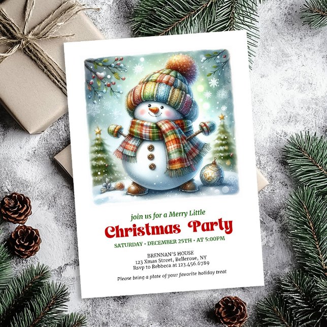 Invitation imprimable de fête joyeuse de bonhomme  (Cozy cartoon snowman invite joyful party printable

)