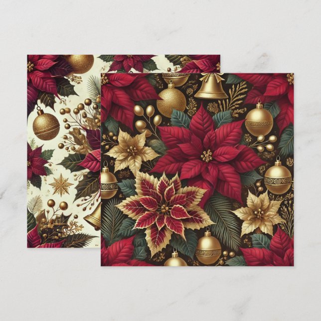 Invitation Imprimable Elegant Burgundy Poinsettia (Devant / Derrière)