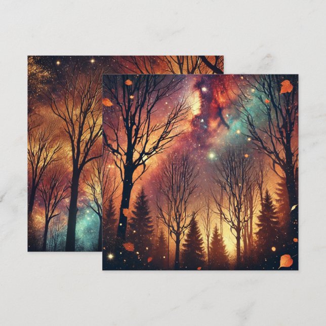 Invitation Imprimable Galaxie d'automne Twilight Forest Scrap (Devant / Derrière)