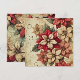 Invitation Imprimable Grungy Tattered Poinsettia Scrapbook