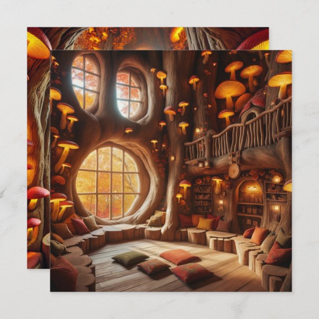 Invitation Imprimable livre blanc à l'arbre creux d'automne (Devant / Derrière)