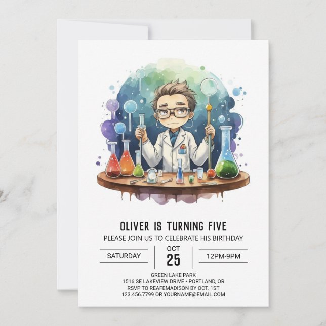 Invitation Imprimable Mad Scientist Magique Anniversaire (Devant)
