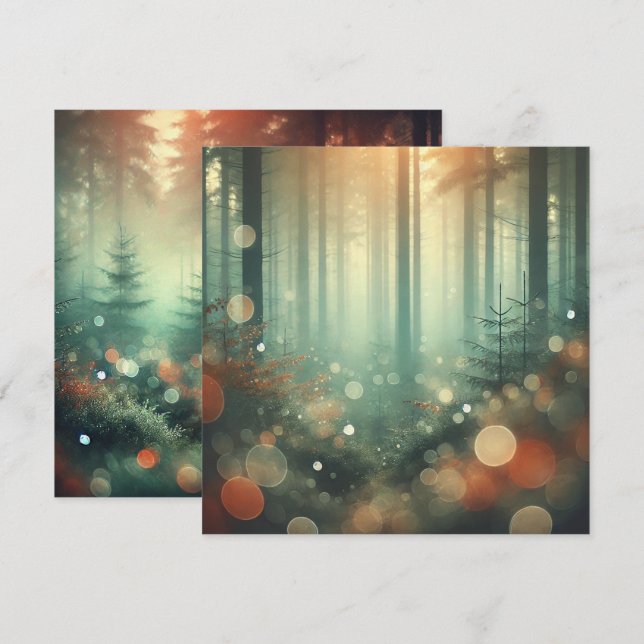 Invitation Imprimable Misty Autumnal Forest Bokeh Scrapbook (Devant / Derrière)