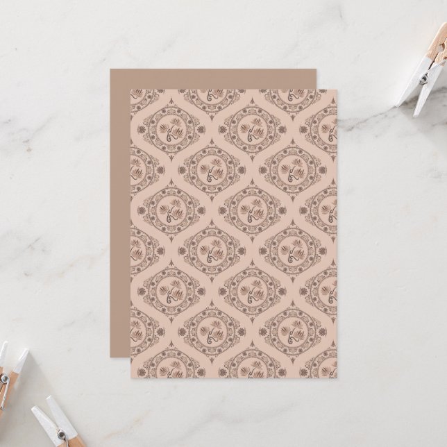 Invitation Imprimable Mocha Rococo Revival Mandala Retro Ogee (Devant/Arrière en situation)