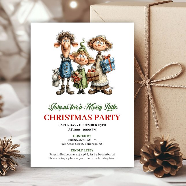Invitation imprimable pour une fête de famille exc (Quirky Family Holiday Party Printable Invitation)