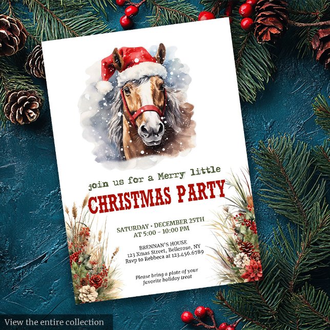 Invitation imprimable pour une fête de Noël avec d (Horses and lassos Christmas party printable invite)
