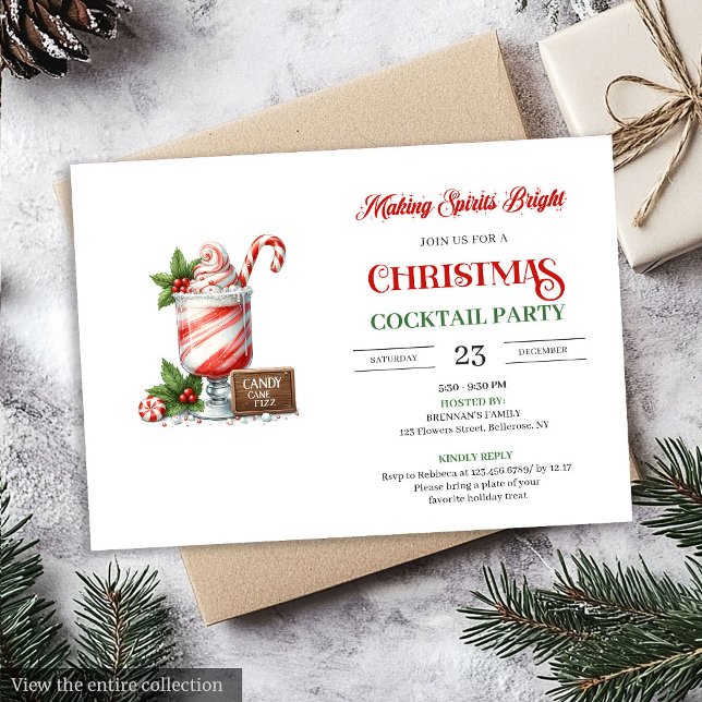 Invitation imprimable pour une soirée de cocktails (Elegant Christmas Cocktails Party printable invite)