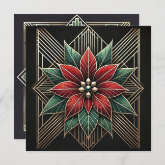 Invitation Imprimable Retro Art Déco Poinsettia Scrapbook