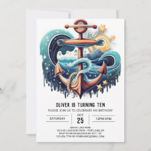 Invitation Imprimable Vagues bohème nautique Anniversaire