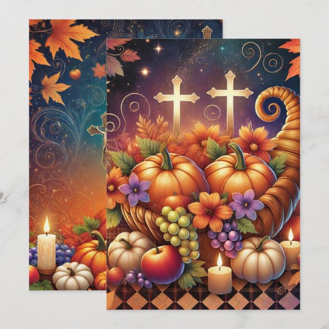 Invitation Imprimable Vibrant Christian Halloween Cornucopia (Devant / Derrière)