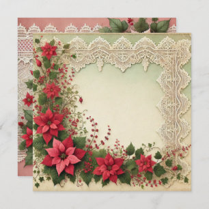 Invitation Imprimable Vintage dentelle Poinsettia Frame