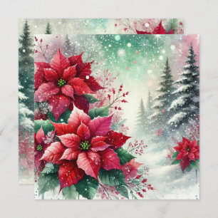 Invitation Imprimable Whimsical Winter Wonderland Poinsettia