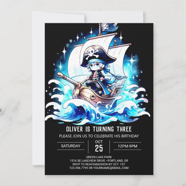 Invitation Imprimable Whimsy Pirate Anniversaire (Devant)